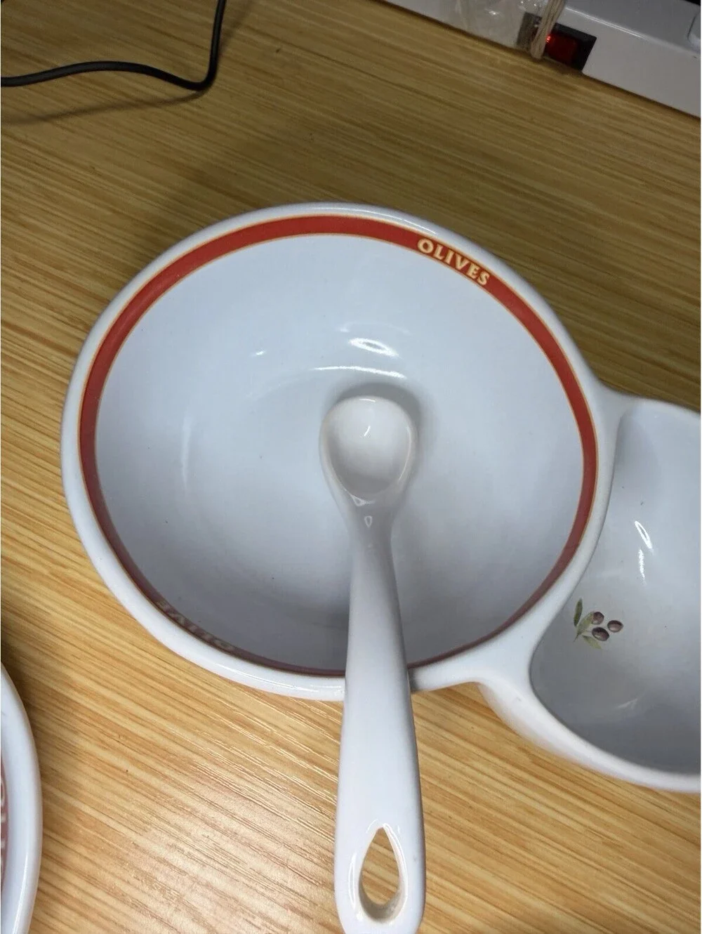 Set Of 4 Pottery Barn Vintage Pasta Parmigiana Olio D’Oliva Dipping Bowls Spoon